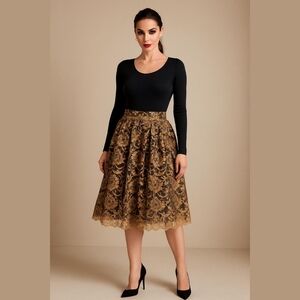 Trina Turk Lace Overlay Skirt 🌸Designer: Trina Turk – known for bold prints,